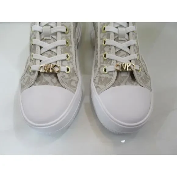 Michael Kors Evy Lace Up Empire Signature Logo Sneakers Vanilla